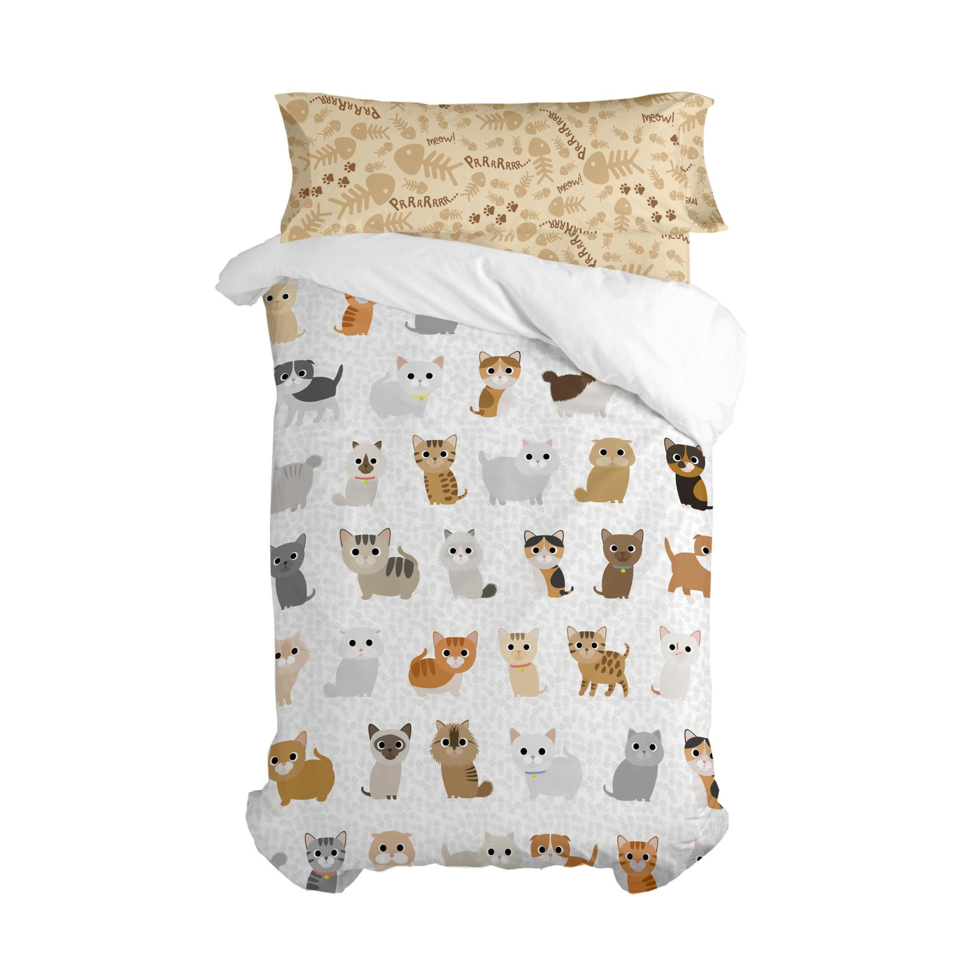 BETTBEZUG 2er-Set teiliges cats 135/140x200 cm (standardgrösse) mehrfarbig - Multicolor, Textil (140/200cm) - Happy Friday