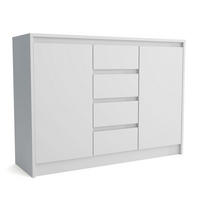 KOMMODE ASTORRE 113/82/35 cm mit 4 Schubladen 2 Türen Weiß - Weiß, Holzwerkstoff (113/82/35cm) - MASSENO