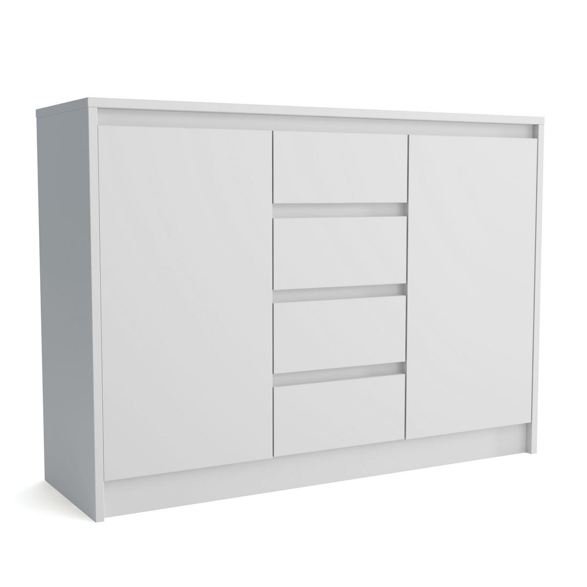 KOMMODE ASTORRE 113/82/35 cm mit 4 Schubladen 2 Türen Weiß - Weiß, Holzwerkstoff (113/82/35cm) - MASSENO
