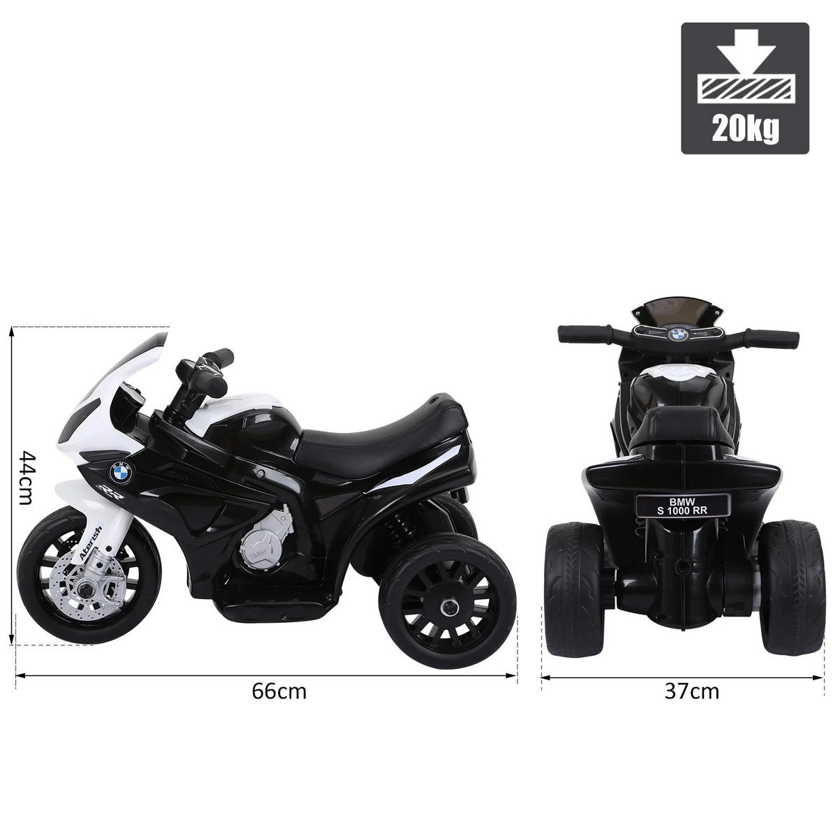 KINDERMOTORRAD Sarah Schwarz PP 66/37/44 cm - Schwarz, Kunststoff (44/66/37cm) - Jamb