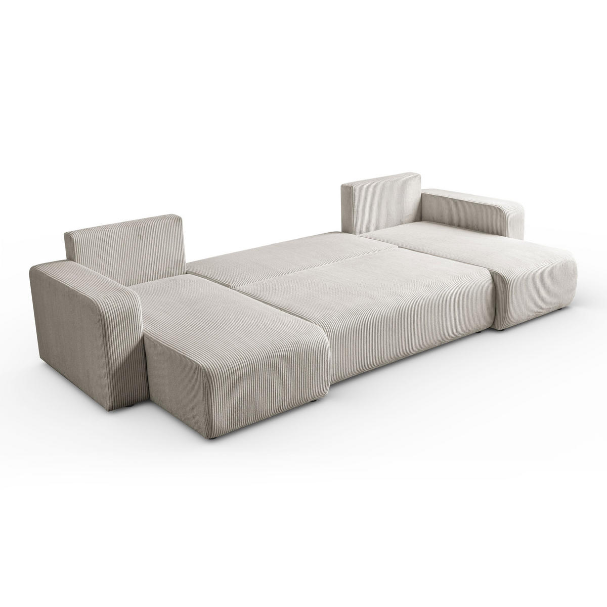 ECKSOFA PRESTIGE U mit Schlaffunktion, Poso 100 - Ecru, Textil (317/83/143cm) - Lookway