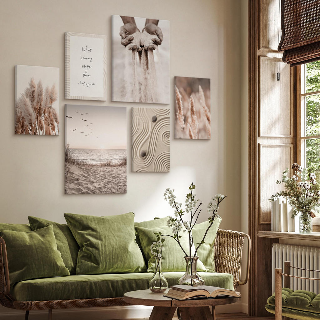 Thumbnail - Muralo Leinwandbilder, Schwarz, Weiß, Beige, Braun, Grau, Textil, Wasser/Strand/Meer, Baum/Pflanze/Natur, Sprichwort/Zit...