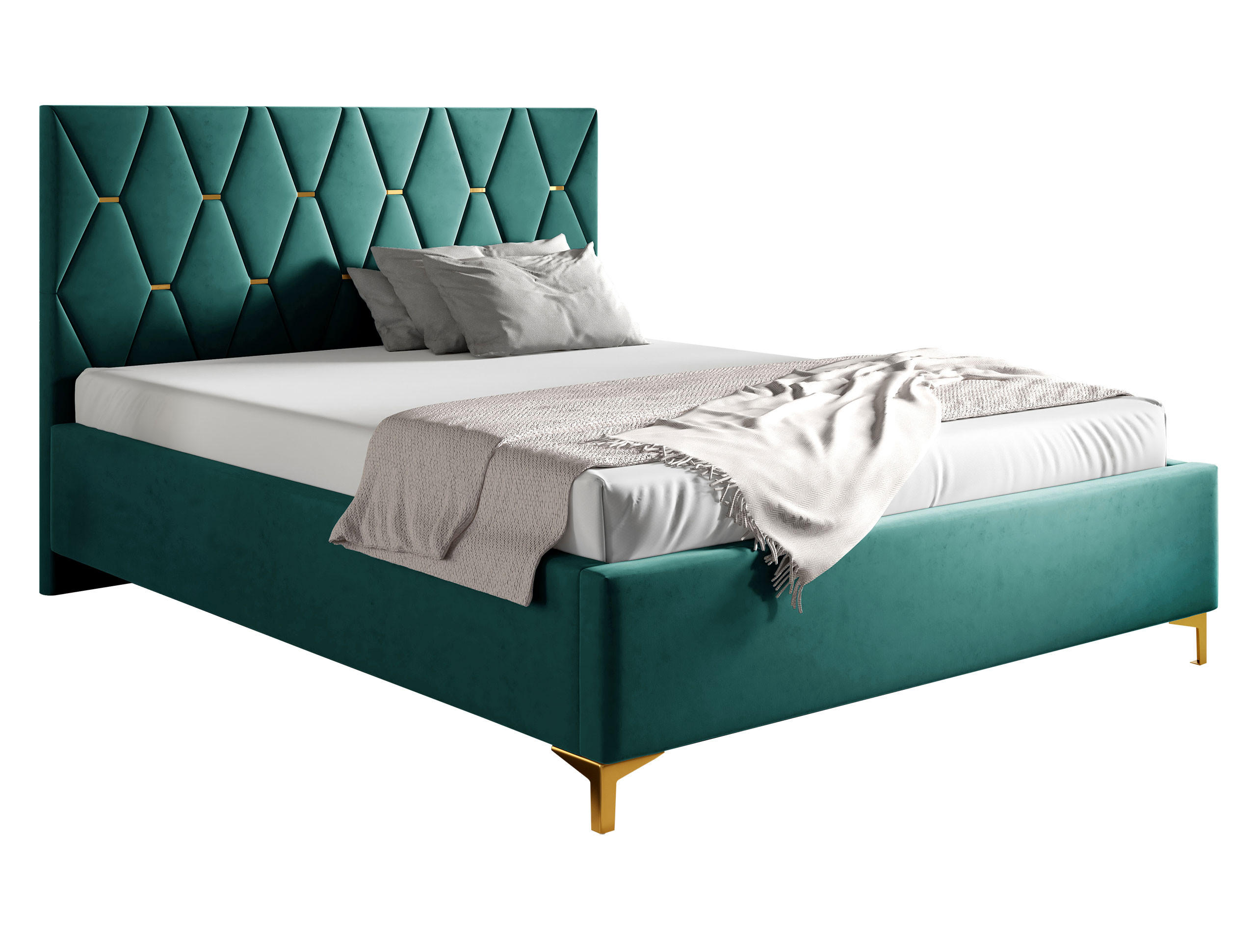 POLSTERBETT Totti 24 - Naturfarben/Grün, Holz/Holzwerkstoff (160/200cm) - MIRJAN24