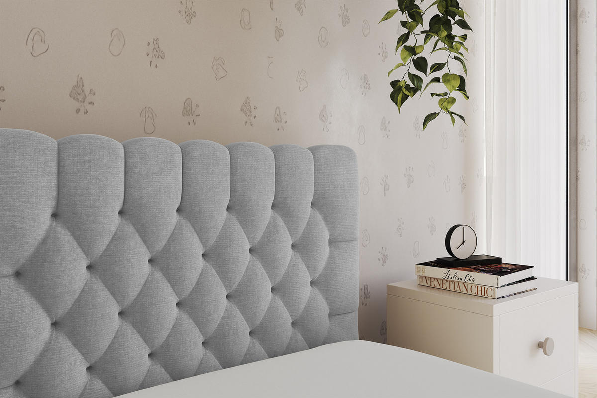 EINZELLBETT Jugendbett mit Bettkasten, Links - MULY 90x200 Grau - Hellgrau, Holzwerkstoff/Textil (90/200cm) - ALTDECOR