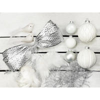 LAALU CHRISTBAUMKUGEL-SET 120 Stück in Luxusbox SCHNEEKÖNIGIN für Weihnachtsbäume 240-270 cm - Silberfarben/Weiß, Glas/Kunststoff (55/50/75cm) - LAALU
