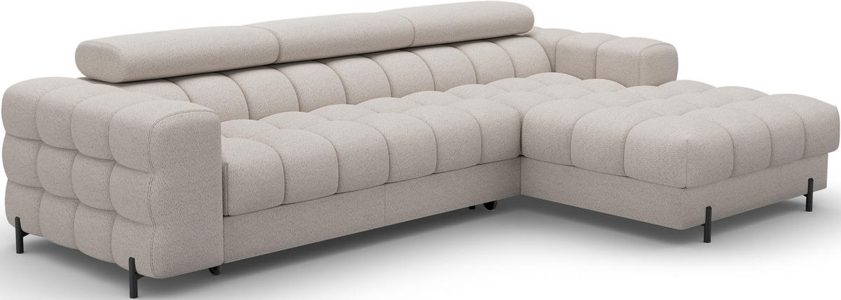 ECKSOFA FELRO mit Schlaffunktion, Bettkasten & verstellbaren Kopfstützen – Modernes Premium-Ecksofa in L-Form - Beige, Kunststoff (181/285cm) - Wohnideebilder