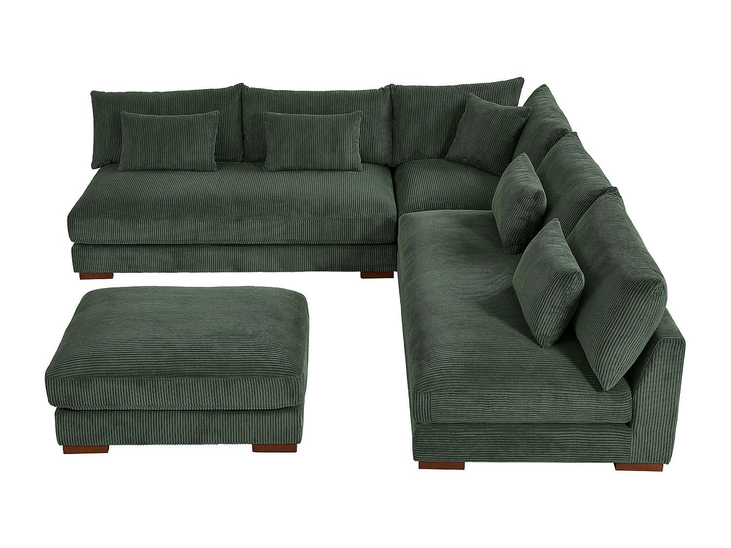 SOFA ohne Schlafmöglichkeit - 7 Personen - Samt, Stoff - Grün - - Grün, Textil (102/85/77cm) - Vente-Unique