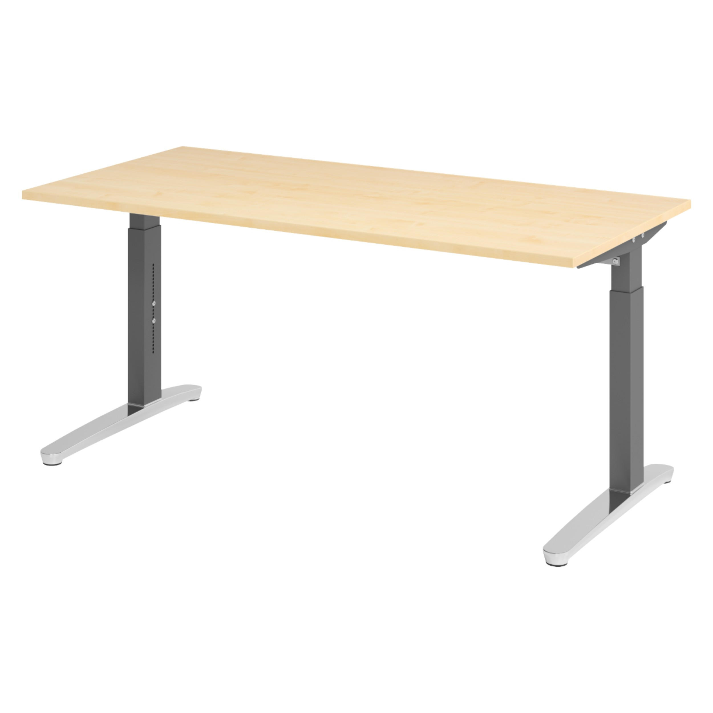 bümö Schreibtisch Ahorn, Graphit, Silber 160x74x80 cm