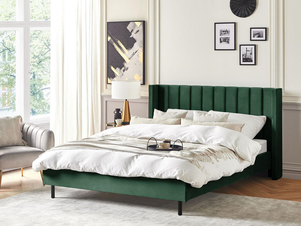 BETT mit Lattenrost 180x200 cm Grün Villette - Grün, Textil (180/200cm) - Beliani