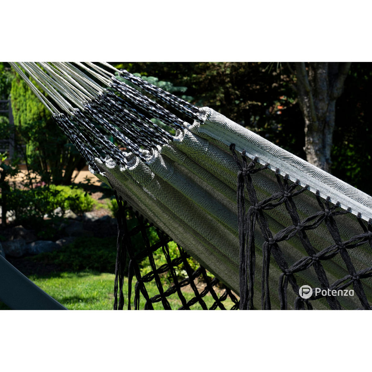 HÄNGEMATTE mit Gestell, 2 Personen, XXL, 200 kg, Metall, Medelin Boho Grau, einfache Montage - Grau, Metall (370/130/120cm) - Potenza