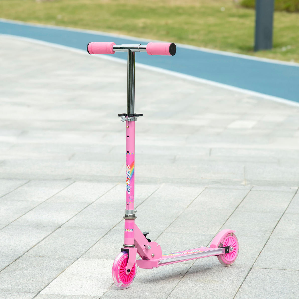 KINDERSCOOTER DE-16943 klappbar mit LED-Rädern & Musik Rosa - Pink, Metall (67/32/78cm) - ComfortXL