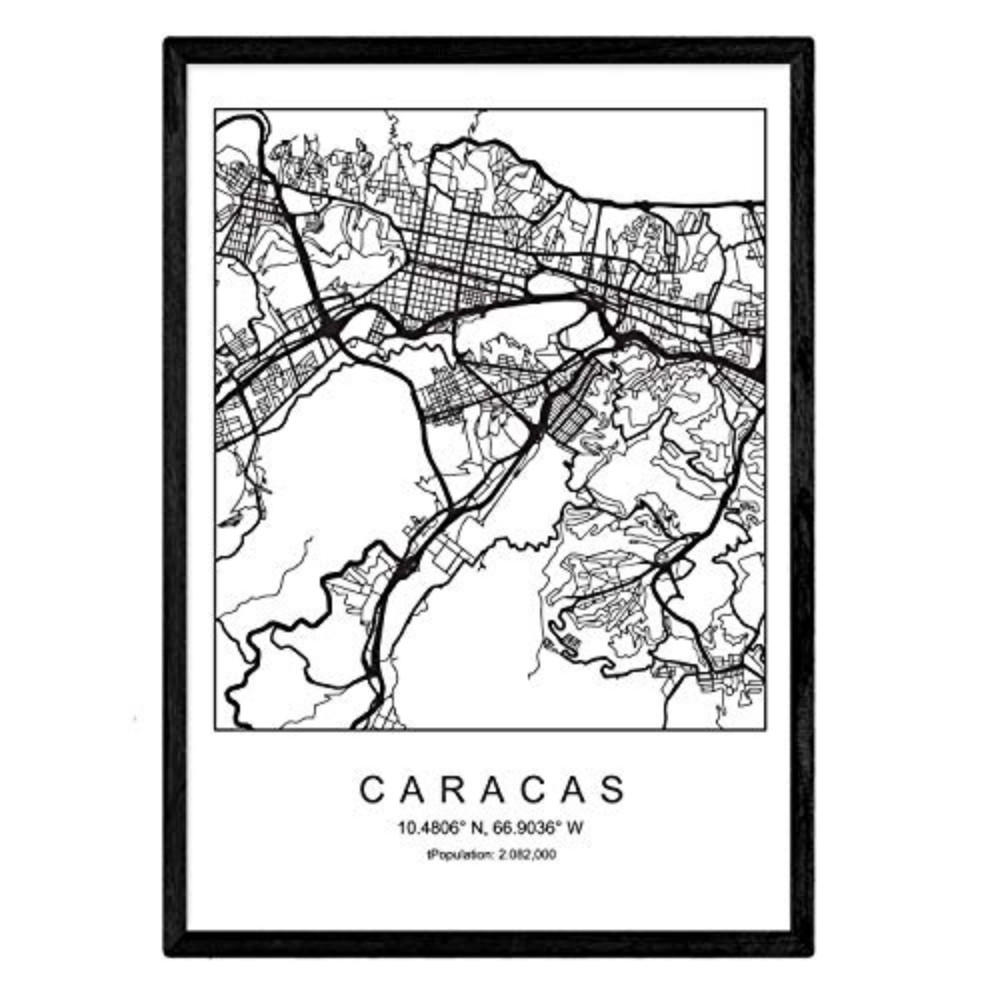POSTER Caracas Stadtkarte – Nordisch A3 Rahmenlos - Klar, Papier (29.7/5/42cm) - Nacnic