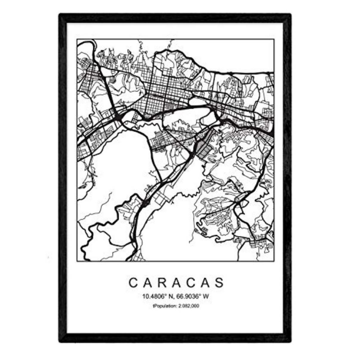 POSTER Caracas Stadtkarte – Nordisch A3 Rahmenlos - Klar, Papier (29.7/5/42cm) - Nacnic