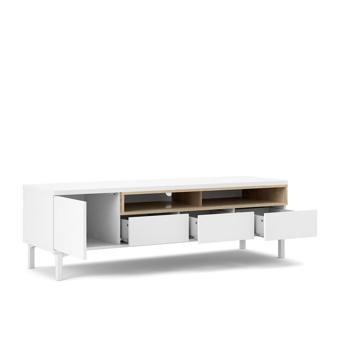 TV-MÖBEL, Roomers, Weiß, Holzwerkstoff, 156 x 49 x 49 cm - Weiß, Holzwerkstoff (156/49/49cm) - ebuy24