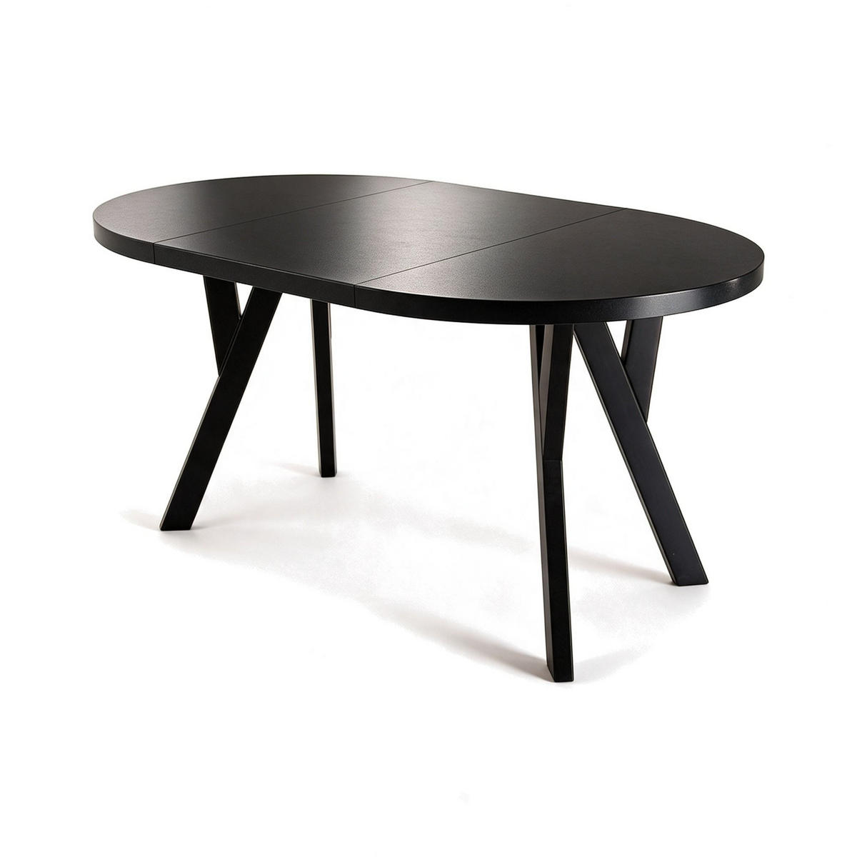 ESSTISCH ausziehbar rund 100-140 cm ATO Schwarz, Auszugstisch mit Einlegeplatte - Schwarz, Holzwerkstoff (100/100/77cm) - VENASI MÖBEL