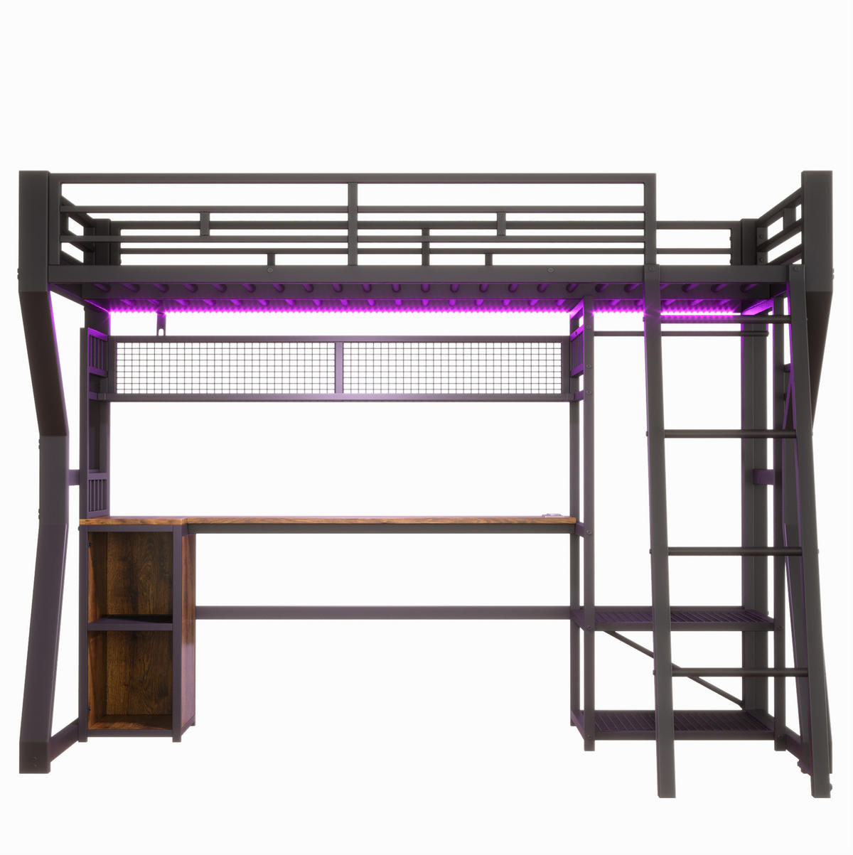 HOCHBETT 90/200 cm aus MDF+Metall mit Lichtleiste, Steckdose, Schwarz - Schwarz, Holzwerkstoff (90/200cm) - OKMYHOME