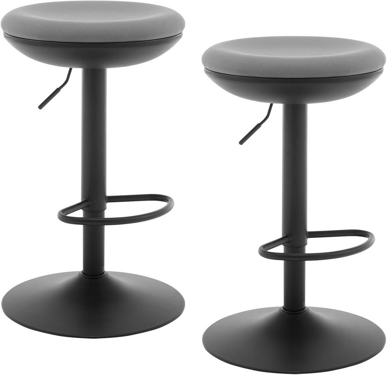 BARHOCKER 2er Set, Metallgestell, Netzgewebe, Grau - Schwarz/Grau, Textil/Metall (41/64/41cm) - Woltu