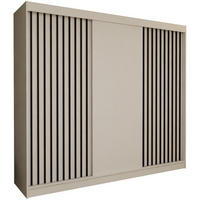 SCHWEBETÜRENSCHRANK Cabinio Weiß Schwarz 240/216/61 cm – Modern, mit Lamellen - Schwarz/Weiß, Holzwerkstoff/Kunststoff (240/216.1/61cm) - AX Living