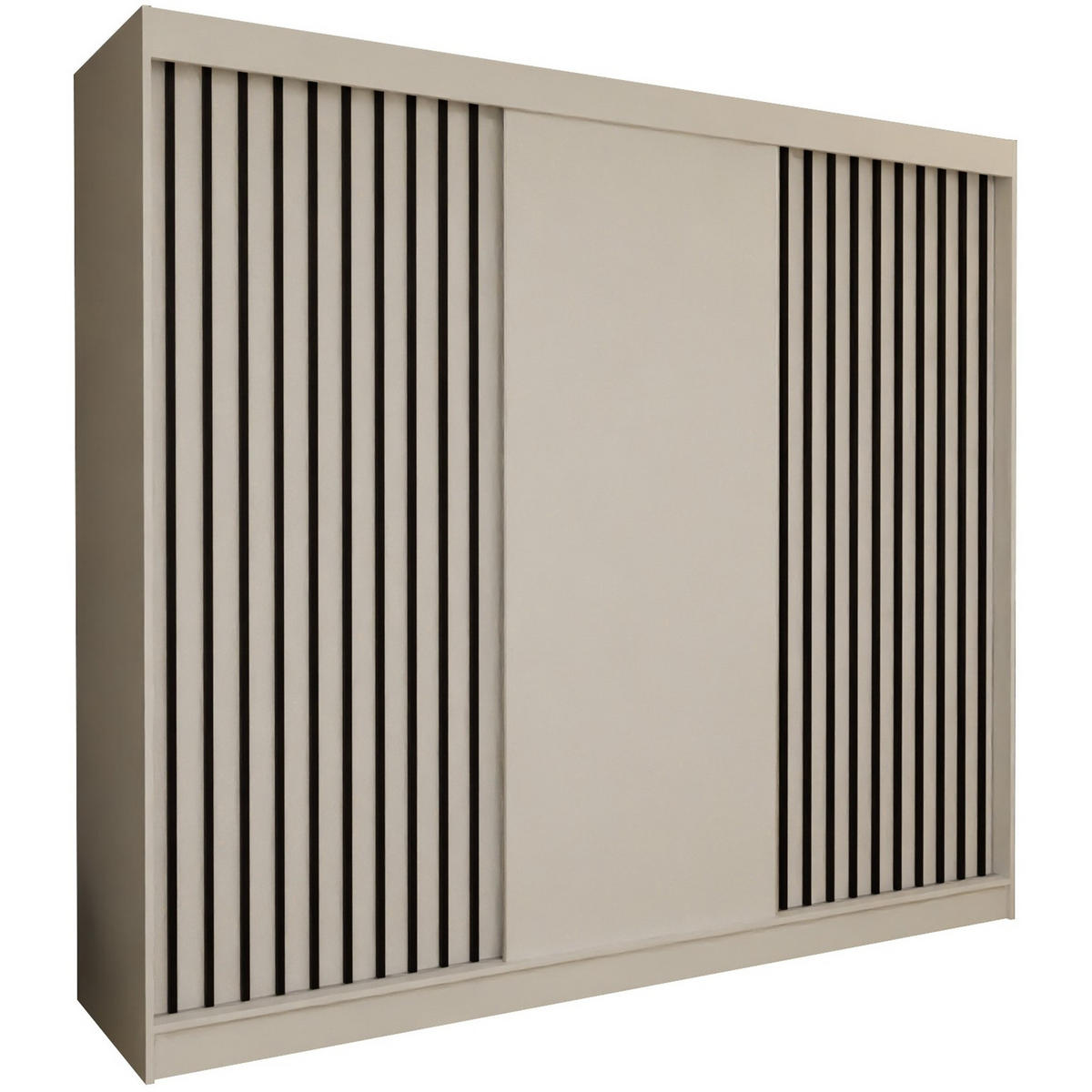 SCHWEBETÜRENSCHRANK Cabinio Weiß Schwarz 240/216/61 cm – Modern, mit Lamellen - Schwarz/Weiß, Holzwerkstoff/Kunststoff (240/216.1/61cm) - AX Living