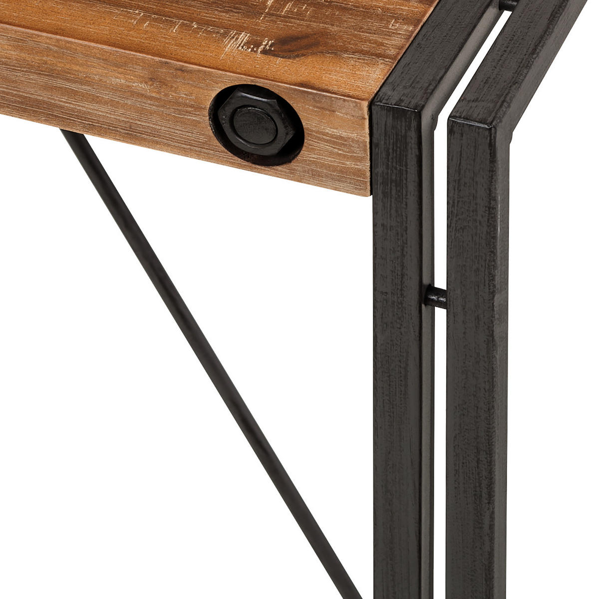 SCHREIBTISCH - Akazie massiv / Metall - Braun, Holz/Metall (60/140/74cm) - home24