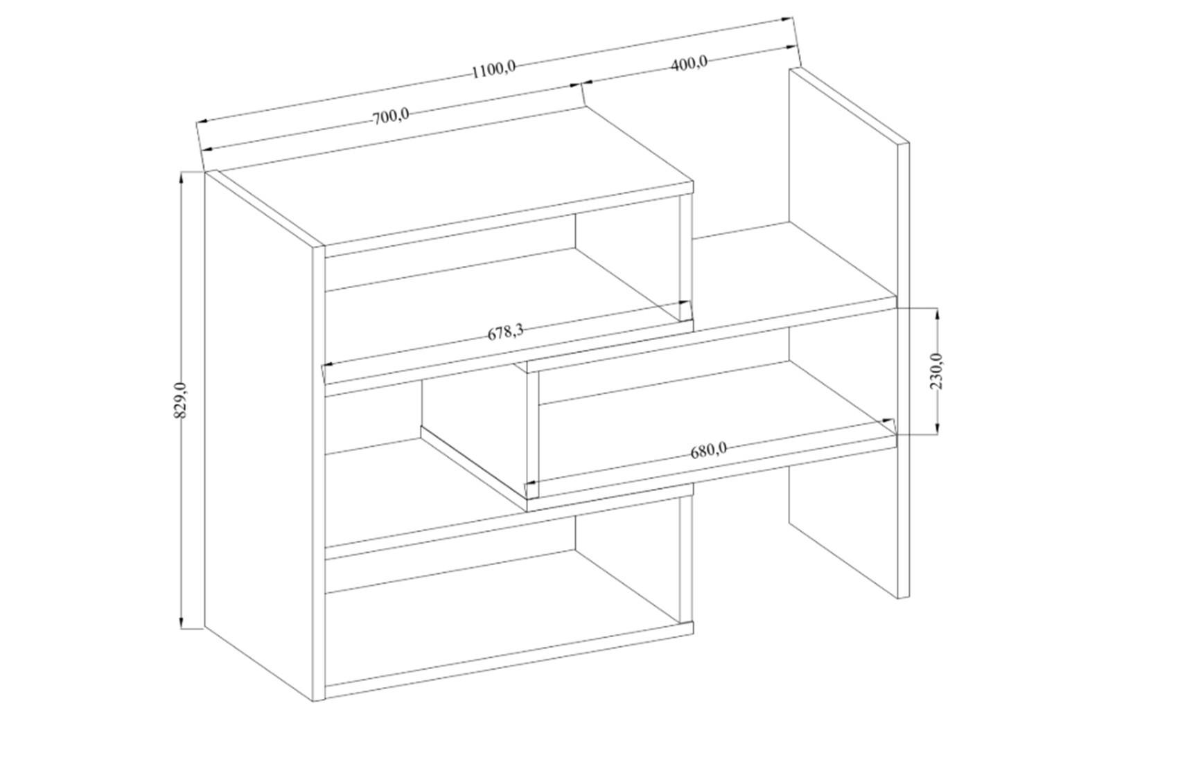 Thumbnail - Meblini Regal, Weiß, Holzwerkstoff, 125x83x24 cm, Wohnzimmer, Regale, Bücherregale