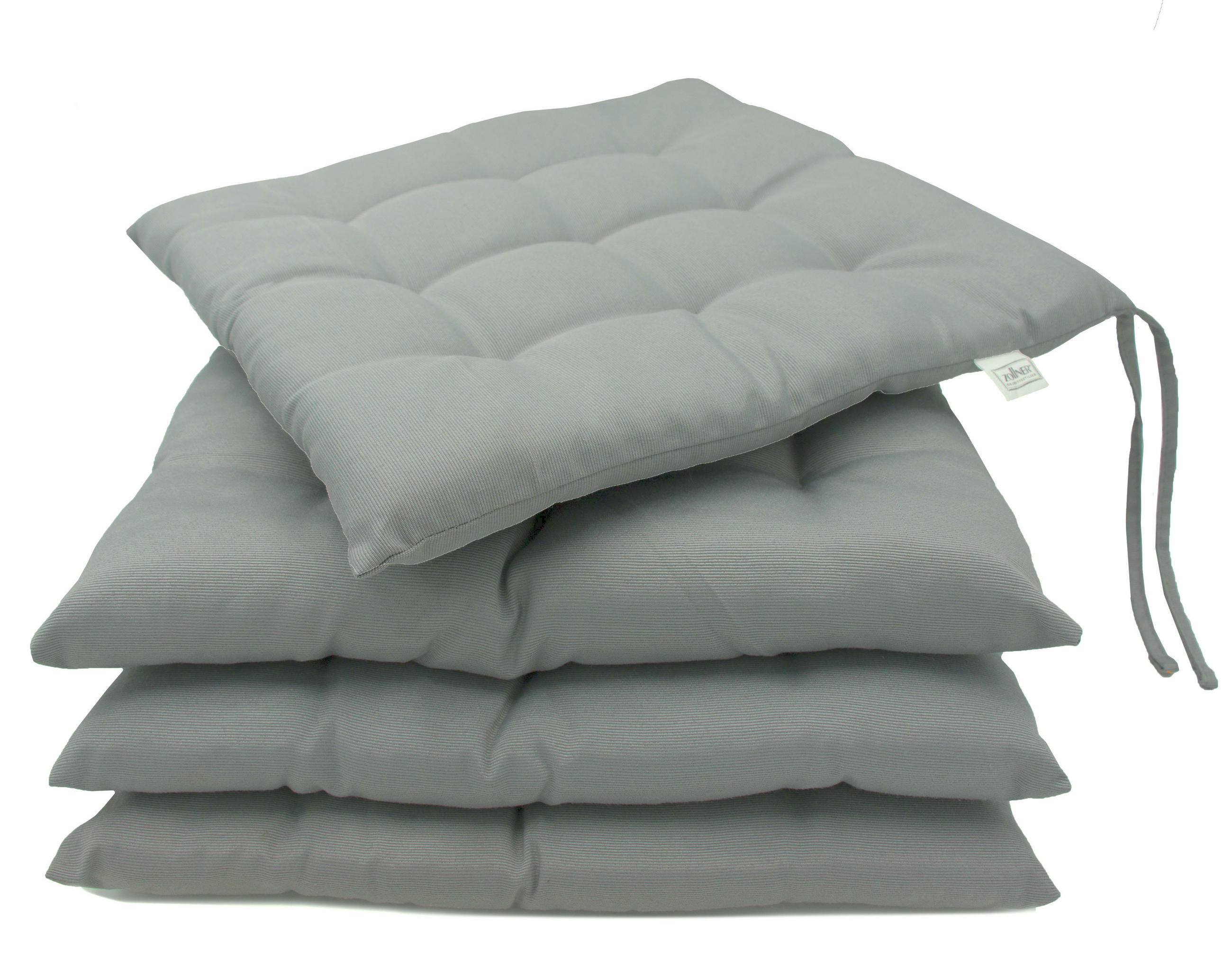 STUHLKISSEN, 4er-Set, 40x40 cm, 100% Polyester, Grau - Grau, Textil (40/40/3cm) - Zollner