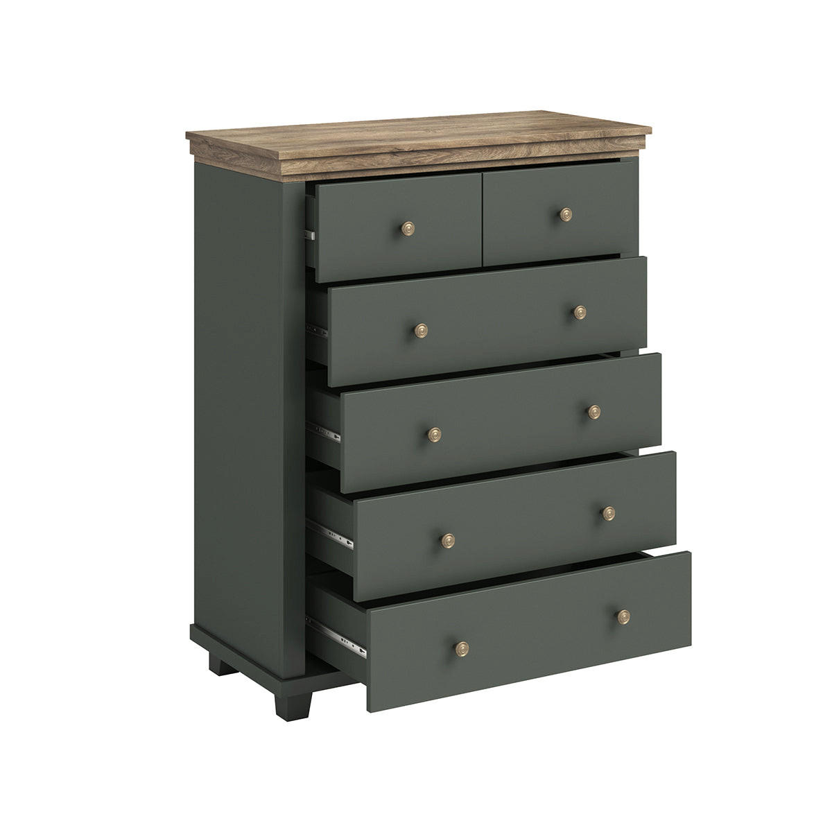 KOMMODE Martin Grün und Holz - Grün, Holzwerkstoff (90/112.5/42cm) - Petits-meubles