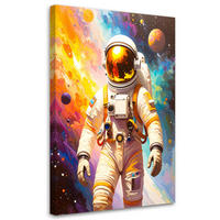 LEINWANDBILD Astronaut Weltraum Planeten 80x120cm - Multicolor, Textil (80/120cm) - Feeby