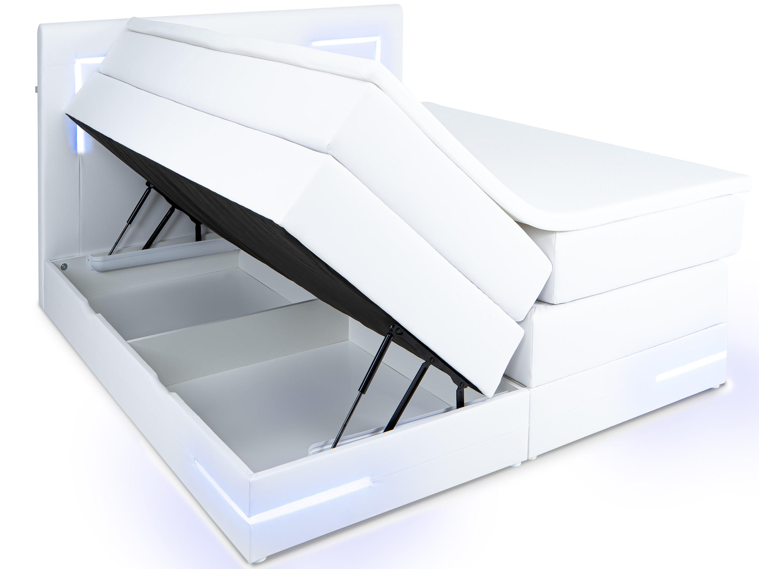 Thumbnail - wonello Boxspringbett, Weiß, Textil, H4, Höhe ca. 20 cm, 160x200 cm, Schlafzimmer, Betten, Boxspringbetten