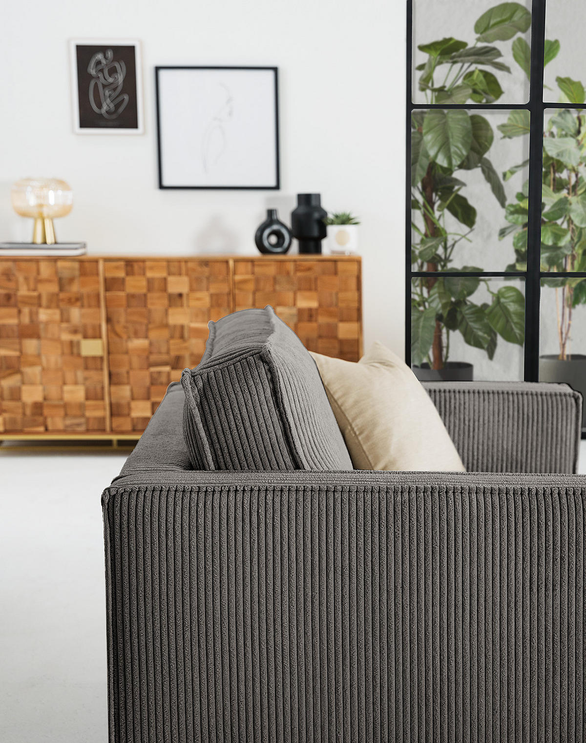 XL SESSEL - Schwarz/Grau, Textil/Metall (117/81/96cm) - home24