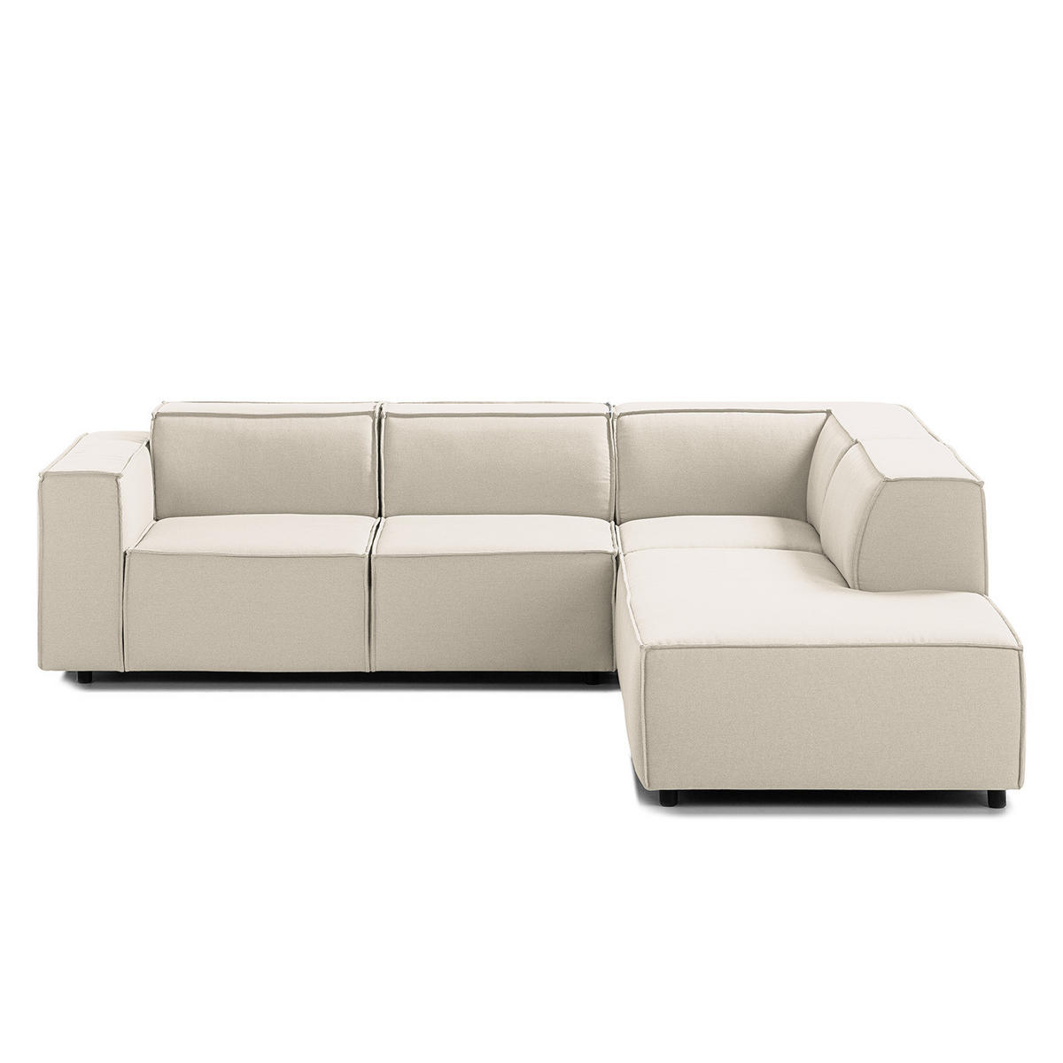 ECKSOFA mit Ottomane - Schwarz/Weiß, Kunststoff/Textil (260/234cm) - home24