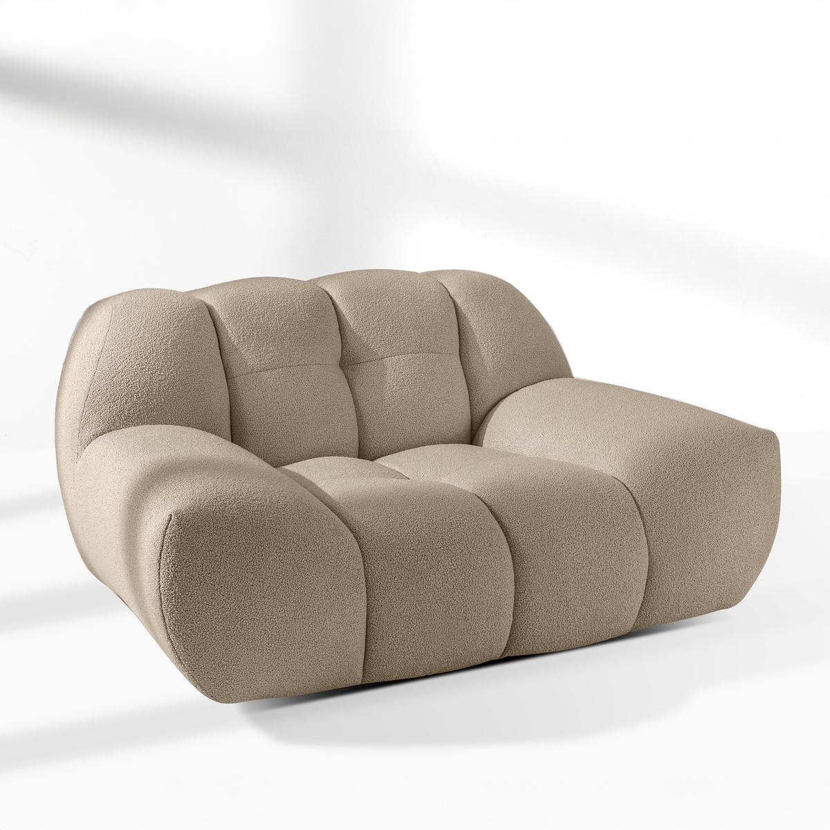 SESSEL VENA mit Pouf Bouclé, Beige - Beige, Holz/Textil (65/38/65cm) - KONSIMO®