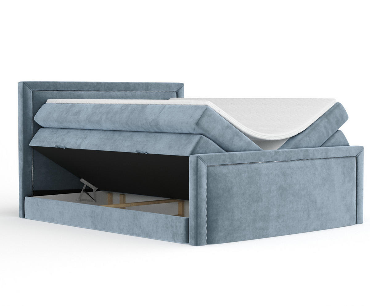 BOXSPRINGBETT Lavenda Blau Grau 160/200 cm - Blaugrau/Schwarz, Holz/Holzwerkstoff (160/200cm) - Maison de Reve