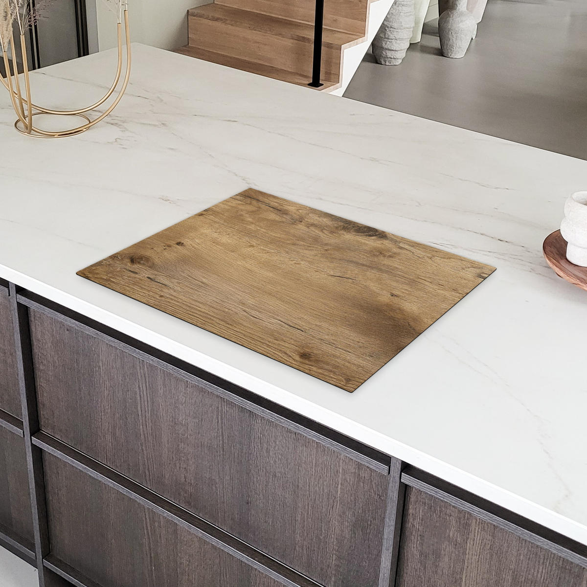 HERDABDECKPLATTE Holz - Braun - Holzoptik 70x52 cm - Eichefarben, Kunststoff (70/52/0.2cm) - MuchoWow