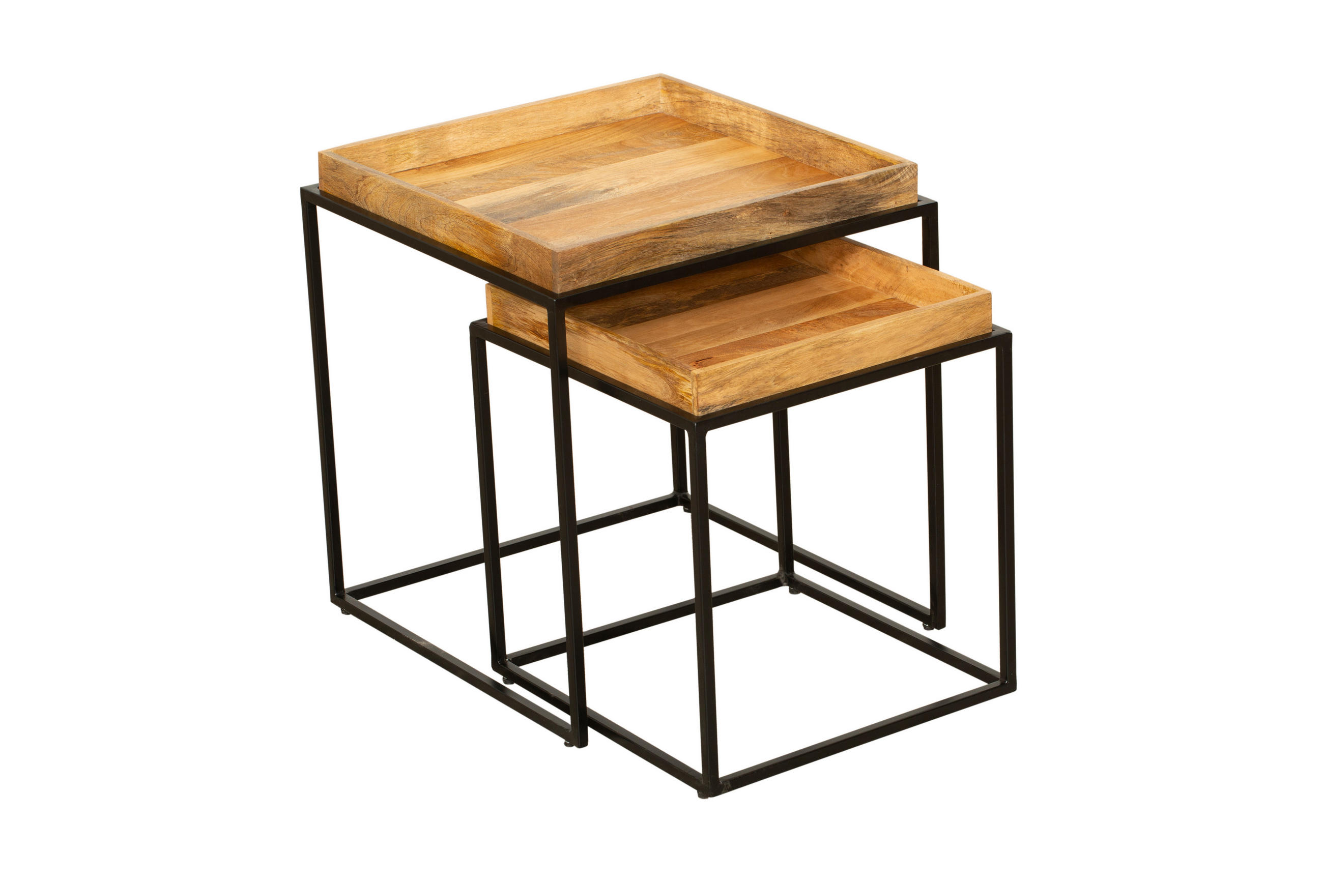 BEISTELLTISCH Gerd 2er Set Mangoholz Braun 55x55x55cm - Braun, Holz (55/55/55cm) - DELUKE