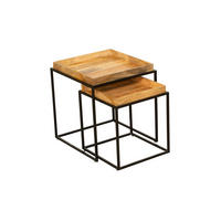 BEISTELLTISCH Gerd 2er Set Mangoholz Braun 55x55x55cm - Braun, Holz (55/55/55cm) - DELUKE