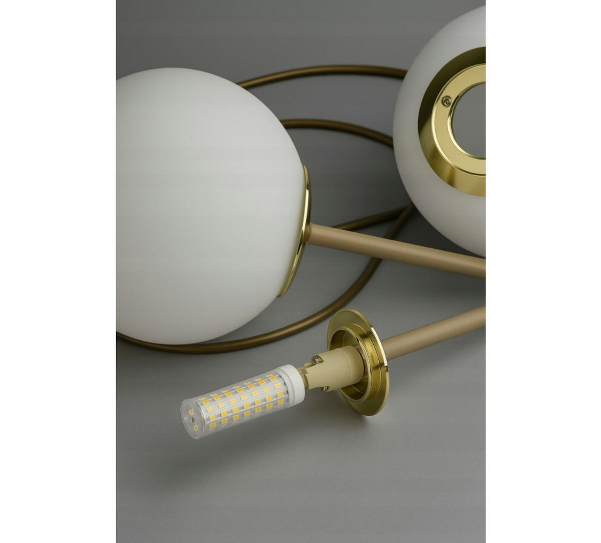 PENDELLEUCHTE ECRU II - Beige/Goldfarben, Glas/Metall (40/40/100cm) - kiki design