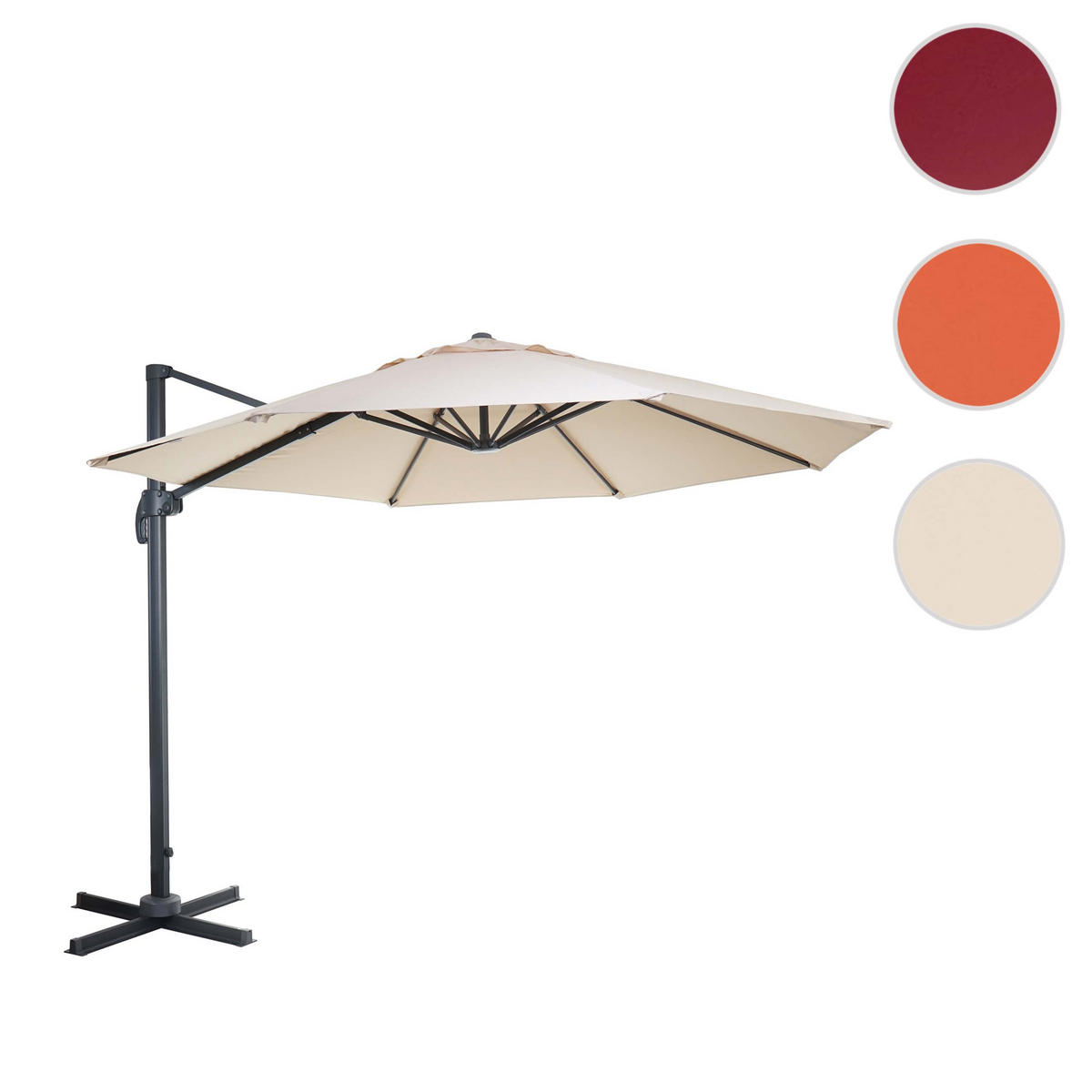 AMPELSCHIRM I RUND Cremeweiß 300/300 cm - Weiß, Textil (320/300cm) - MCW