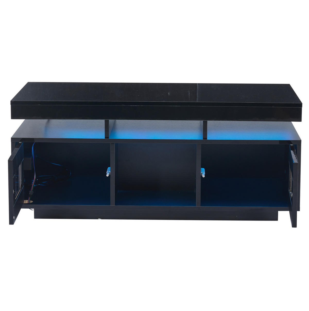 COUCHTISCH 100/50/43 cm in Schwarz Hochglanz mit LED-Beleuchtung und Ladefunktion - Schwarz, Holzwerkstoff (100/50/43cm) - Flora Grace