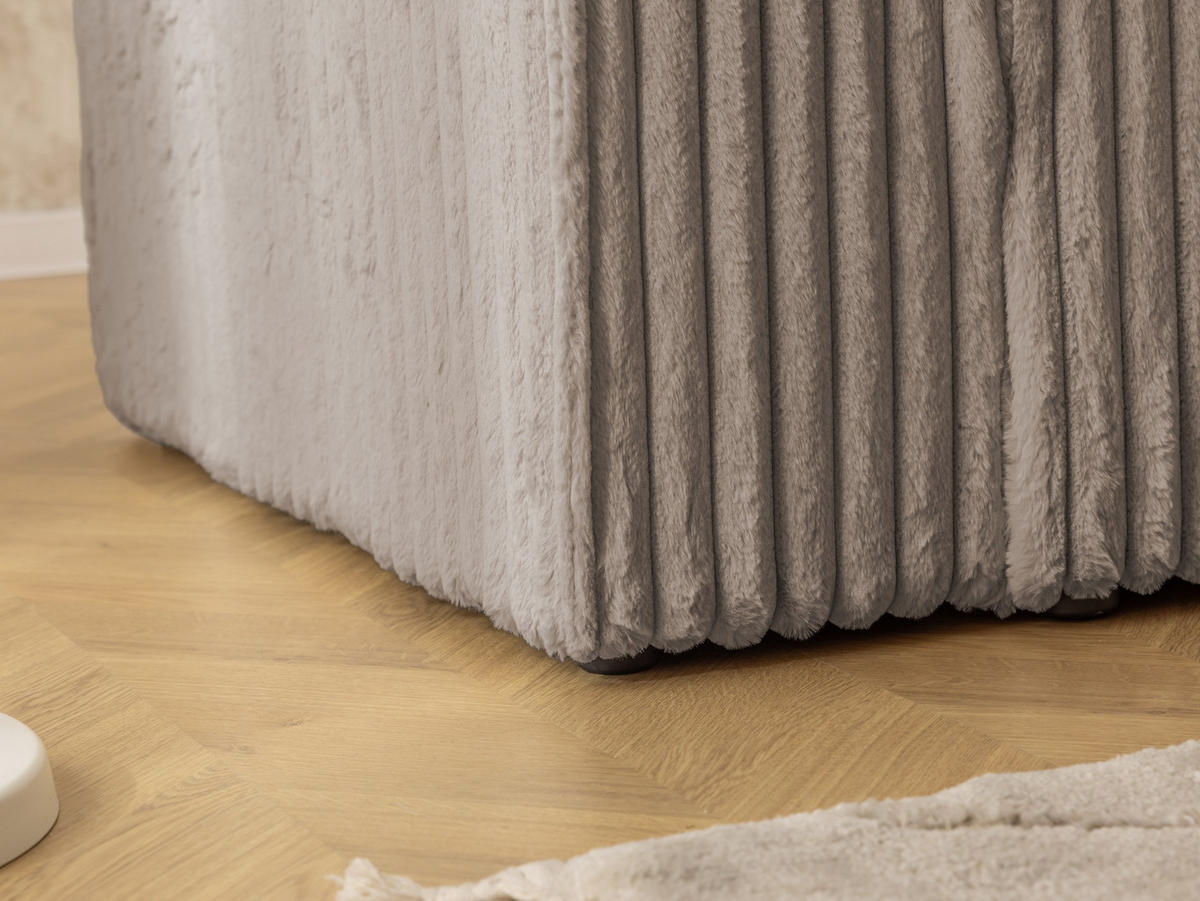 ECKSOFA Rivio mit Schlaffunktion und Bettkasten, Plüschcord Taupe - Taupe/Schwarz, Holz/Kunststoff (262/149cm) - S-Style