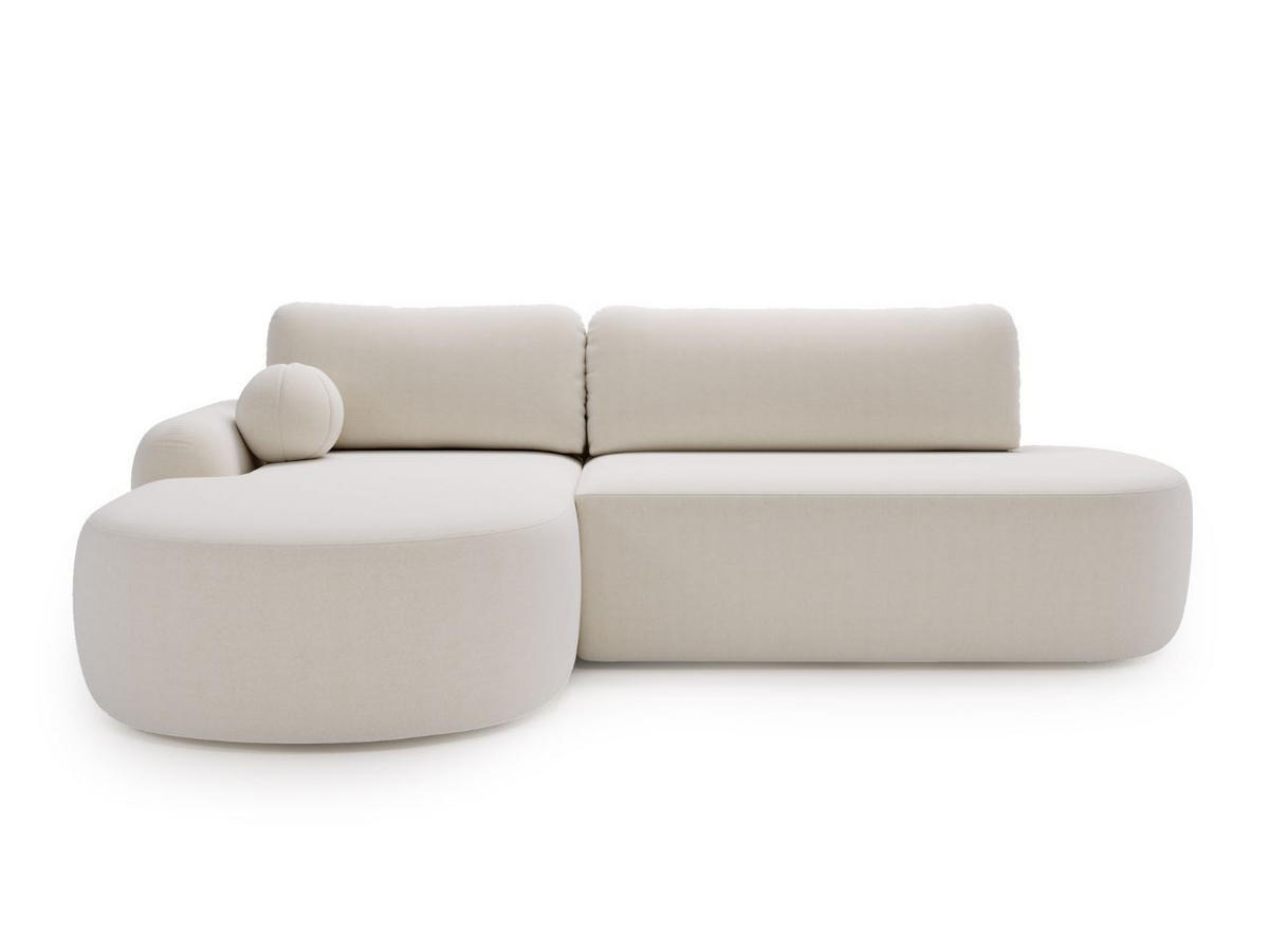 ECKSOFA Aurio O Bouclé-Stoff Weiß Links - Weiß, Holz/Textil (271/177cm) - Graingold