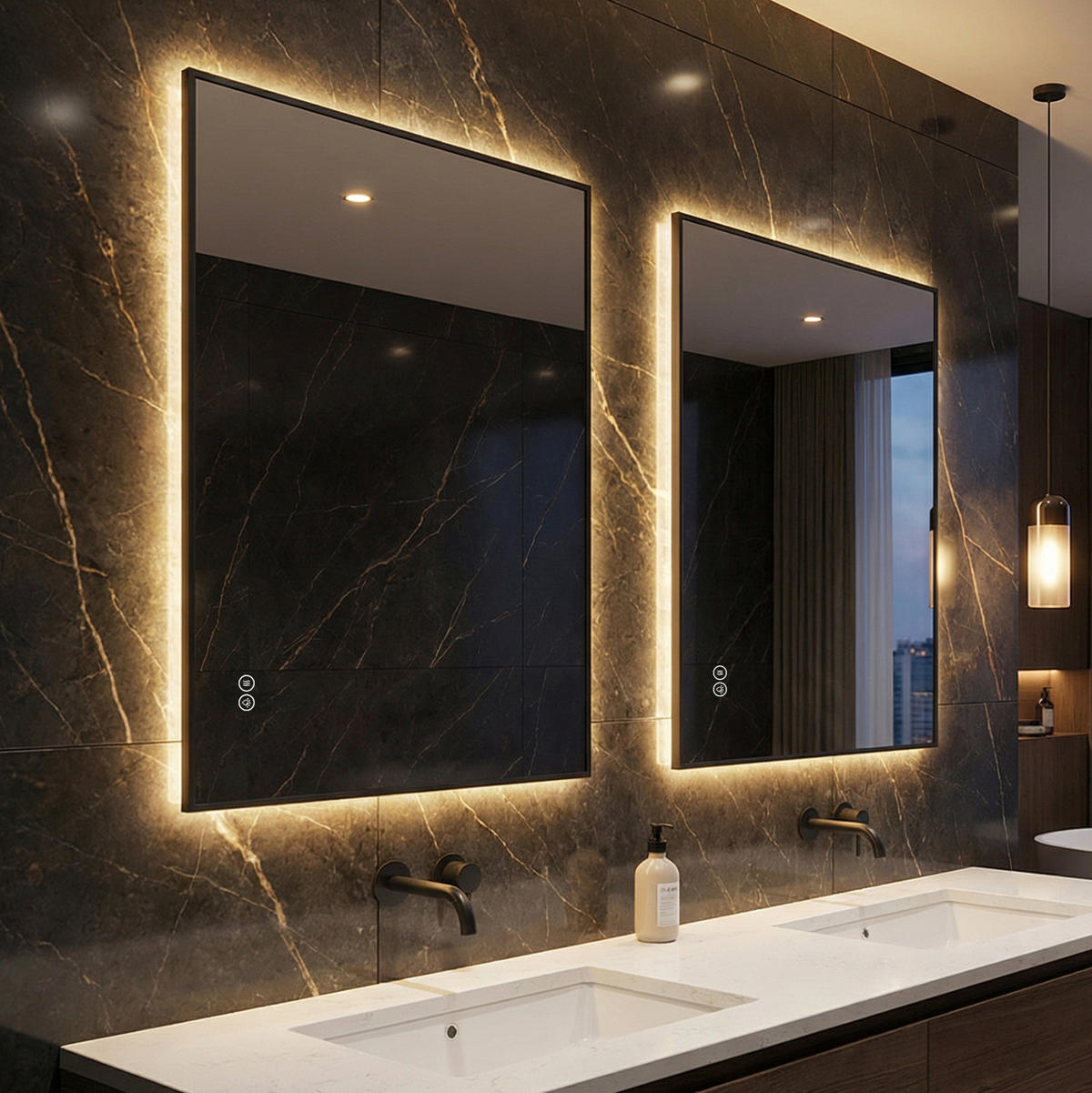 WANDSPIEGEL 60/2,5/80 cm silber aus Glas mit LED und Anti-Beschlag - Silberfarben, Glas (80/2.5/60cm) - OKWISH
