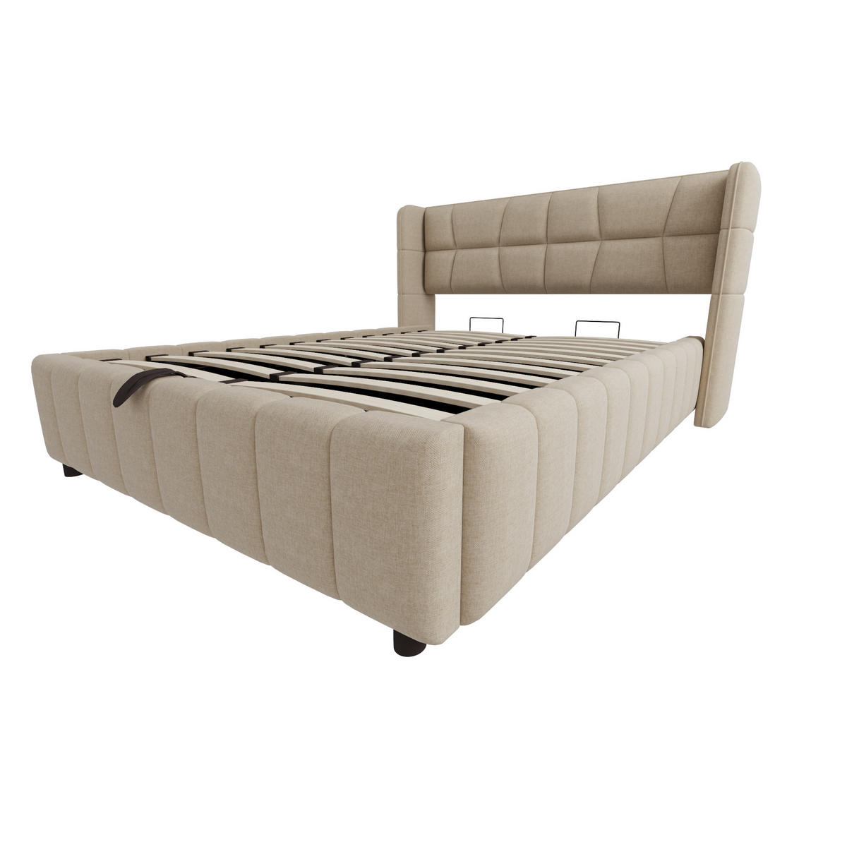 STAURAUMBETT 140/200 cm DE-35517 mit Stauraum und Lattenrost Beige - Beige, Metall (140/200cm) - ComfortXL