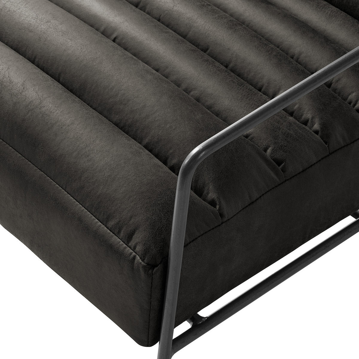 SESSEL - Antiklederlook - Grau, Textil/Metall (63/71/78cm) - home24