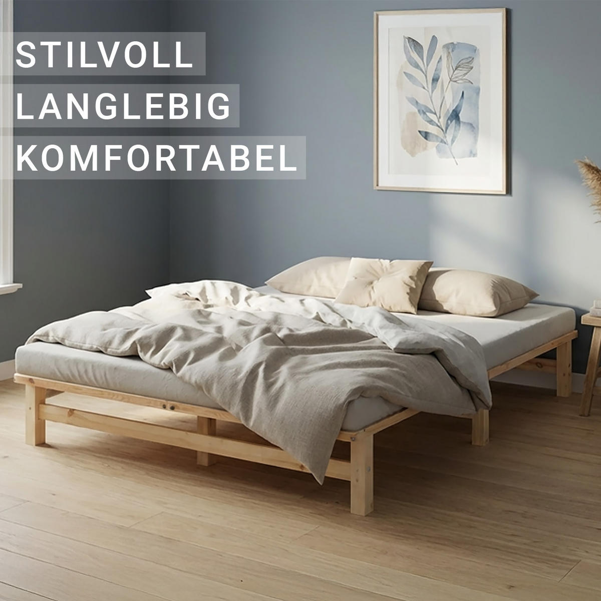 HOLZBETT mit Matratze 160/200 cm natur - Naturfarben, Holz (160/200cm) - Homestyle4u