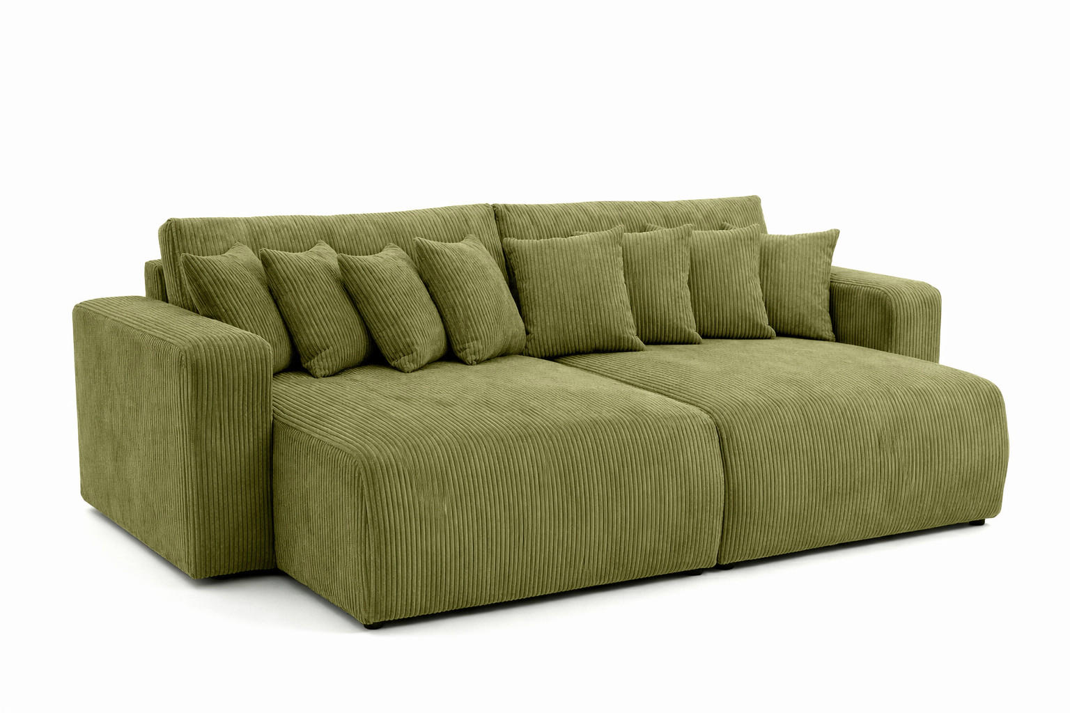 SCHLAFSOFA, Cordstoff Poso, Olive, PIANO DOUBLE - Olivgrün, Holz (246/83/145cm) - Kaiser Möbel