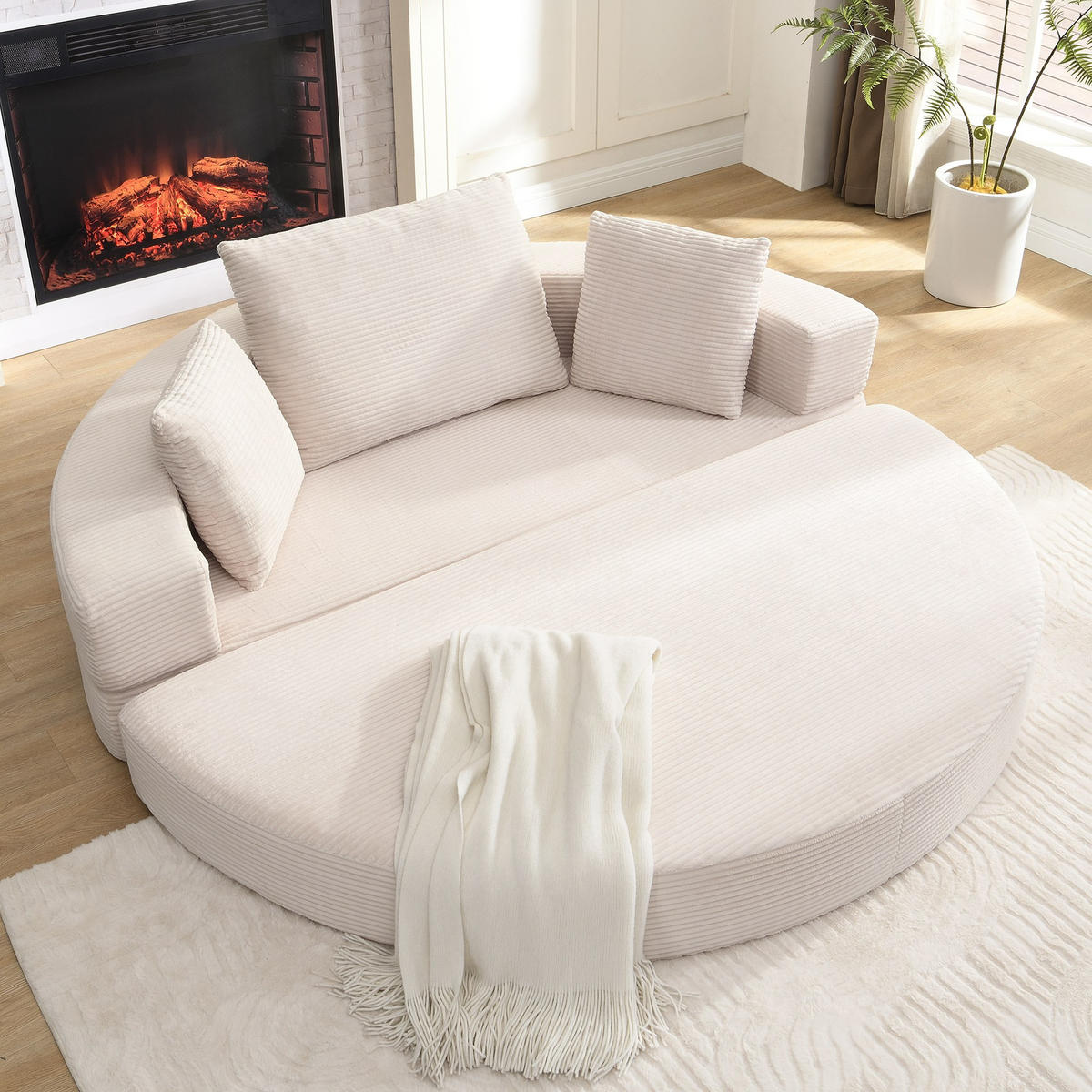 SCHLAFSOFA Loungesofa,Relaxsessel mit Schlaffunktion,klappbar,Cord,Beige - Beige, Textil (173/40/176cm) - LVHOM