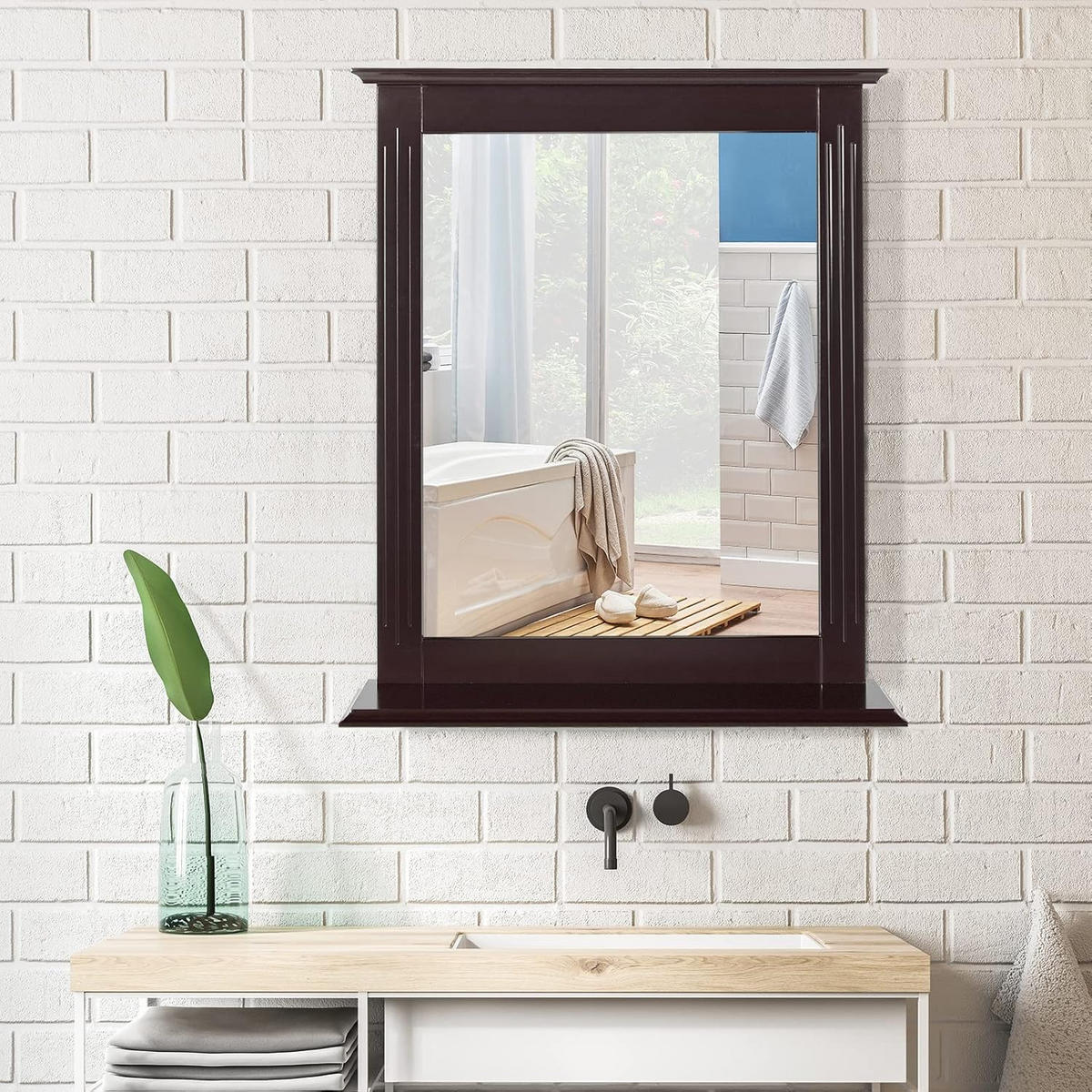 BADEZIMMERSPIEGEL Braun - Braun, Holz (12/69/57cm) - COSTWAY