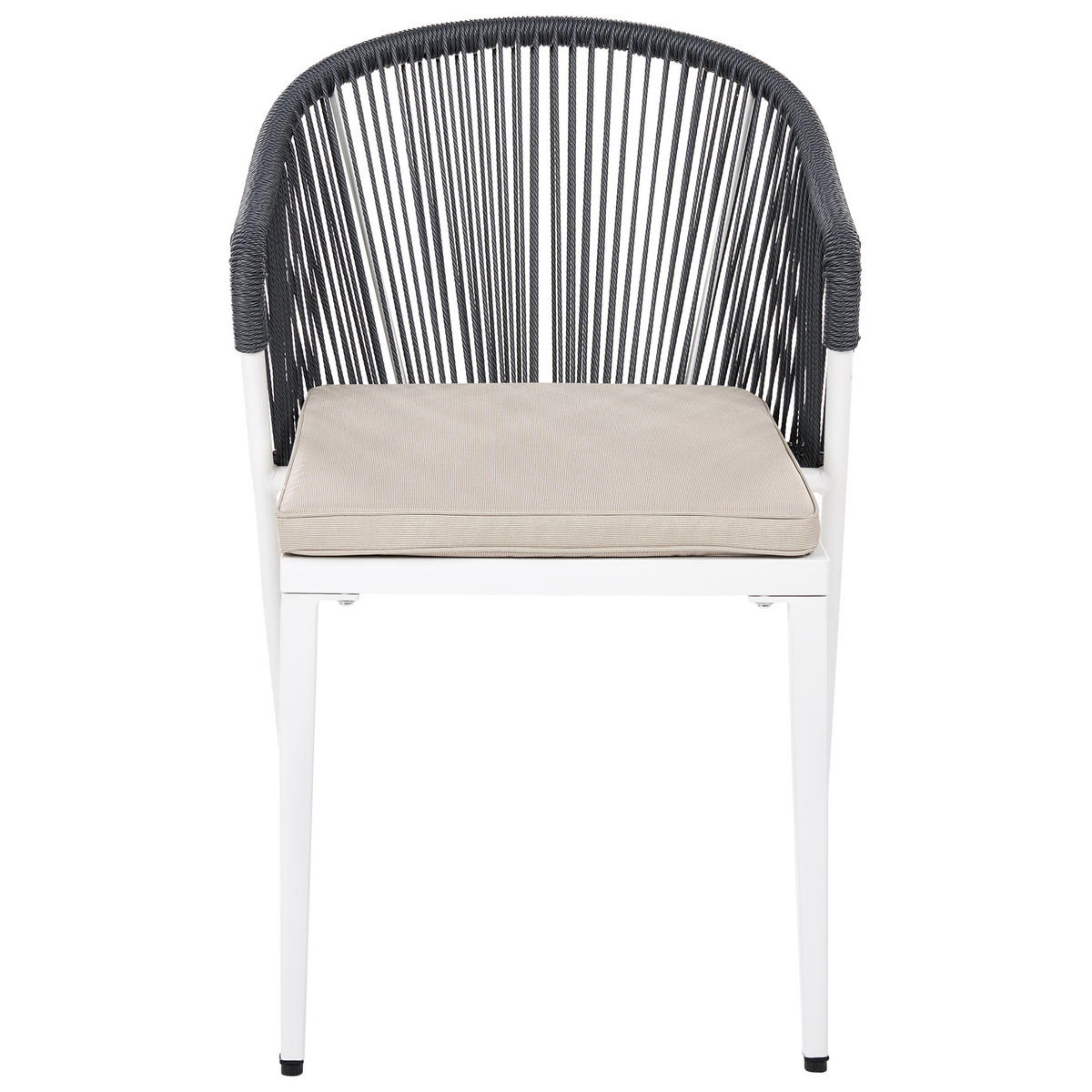 STUHL 2er-Set und Sitzkissen Metall Grau Paranea - Dunkelgrau/Beige, Metall (46/80/47cm) - Beliani
