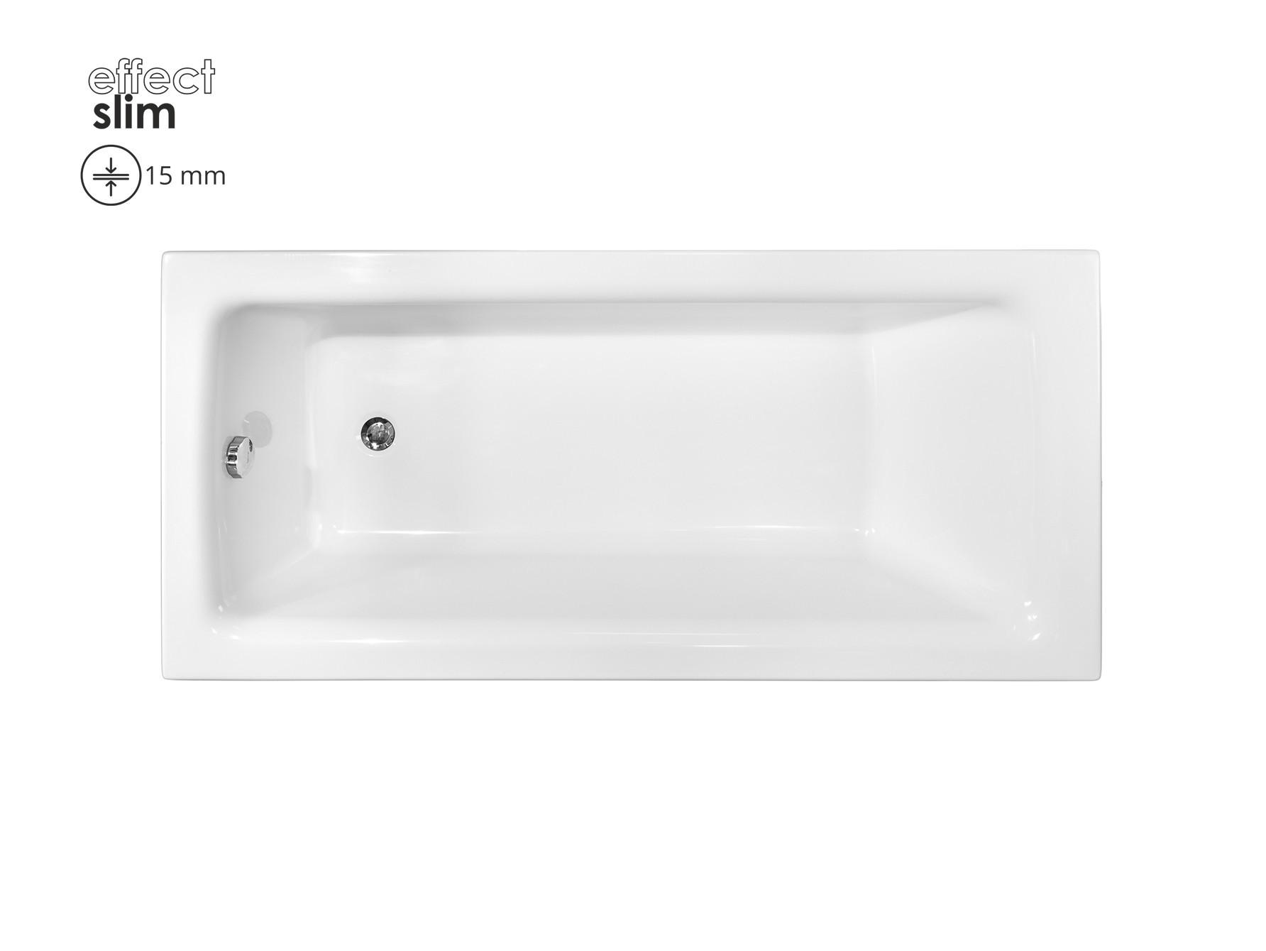 BADEWANNE Rechteck TALIA SLIM 150/70 mit Träger Ablauf Füße - Weiß, Kunststoff (70/55.5/150cm) - bad land